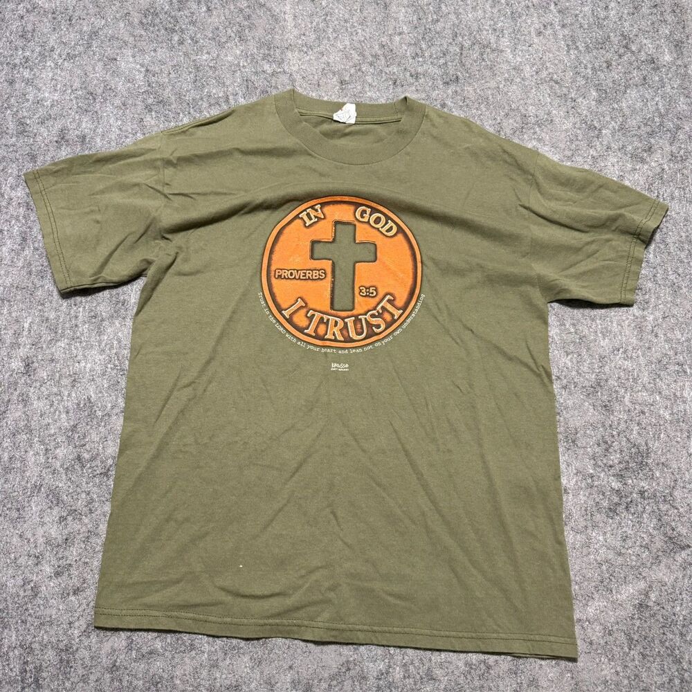 Vintage Alstyle In God I Trust Shirt Mens Large Proverbs 3:5 Christian Tee AAA